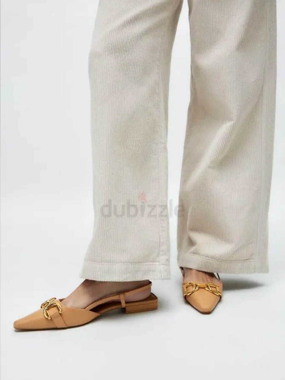 🌟Zara Nude Slingback Flats with Gold Buckle - Picture 2 of 6